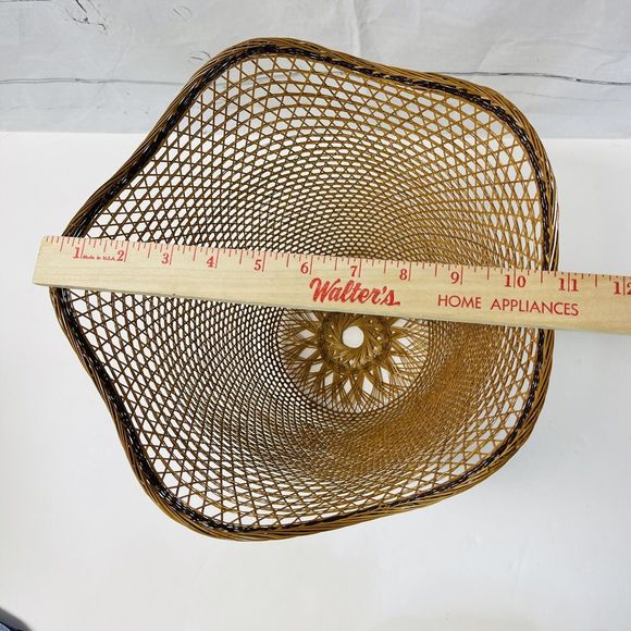 Wicker Basket Hanging Pendant Lamp Shade Round Tulip Shape Cottage Core Boho MCM - Picture 4 of 9